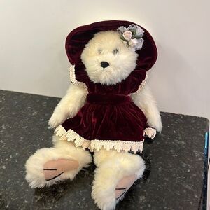 Creature Comforts Fancy Lady’s Collection teddy bear with Burgundy dress & hat.